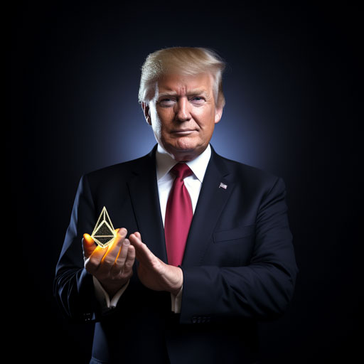 Donald trump holdin a ethereum coin