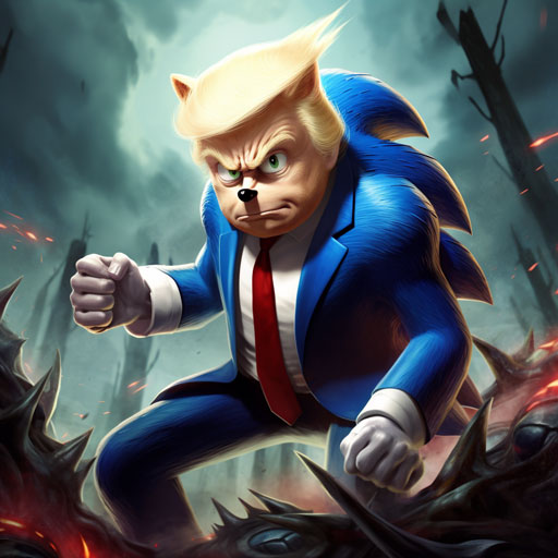 Donalds trump in an empi battle with sonic